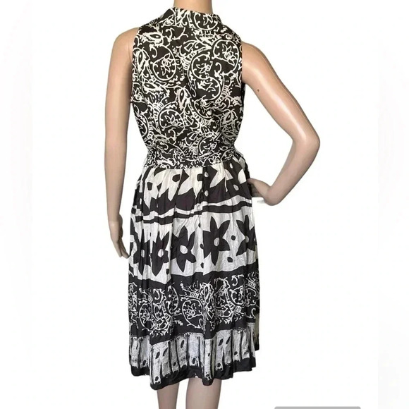 Suzi Chin Maggy Boutique 100% Silk Midi Dress Collared V Neck Size 10 with Belt - Picture 3 of 14